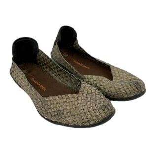 Bernie Mev Catwalk Flats Woven Metallic Bronze Loafer Shoes Slip On Size EU 38